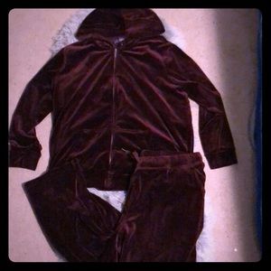 Velour tracksuit plus size Wine color XXL